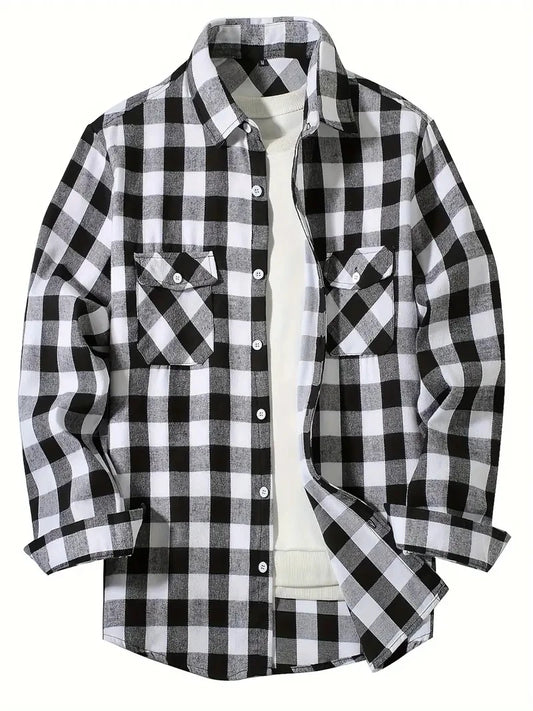 Men's Long-Sleeved Plaid Shirt