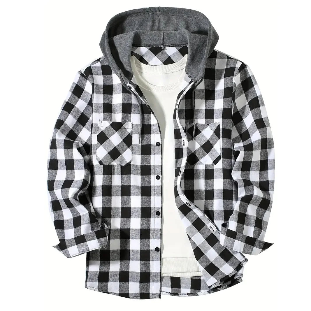 Men's Classic Plaid Hooded Jacket