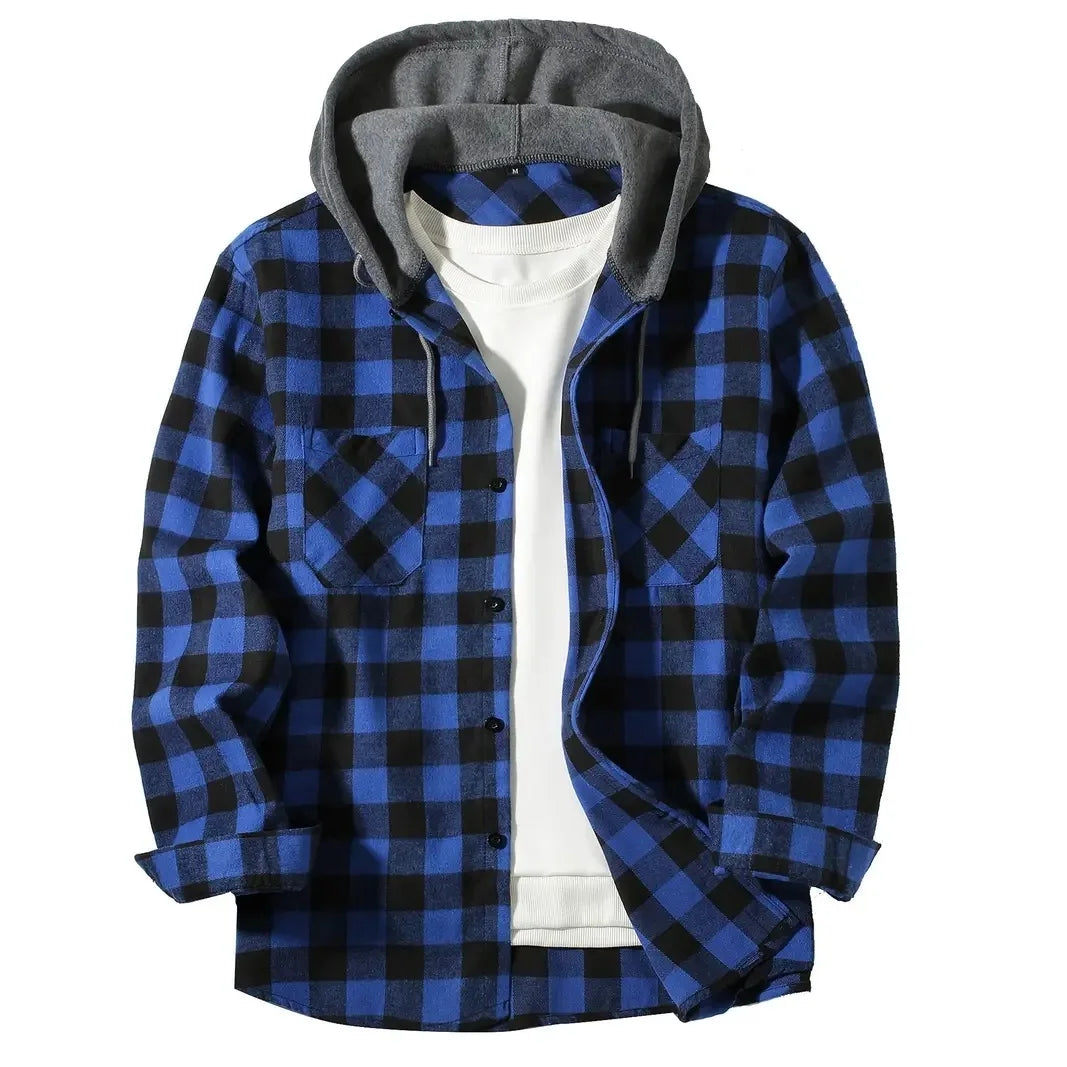 Men's Classic Plaid Hooded Jacket