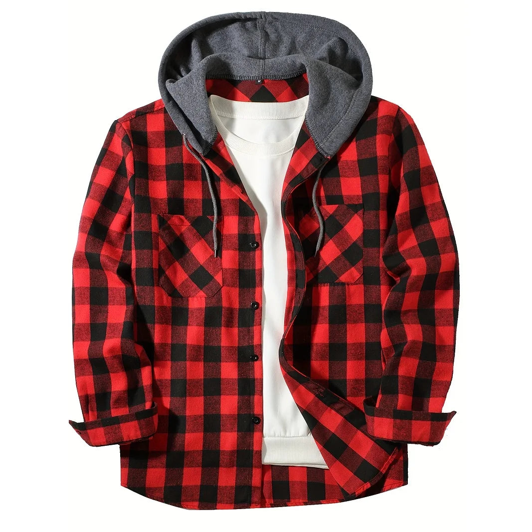 Men's Classic Plaid Hooded Jacket