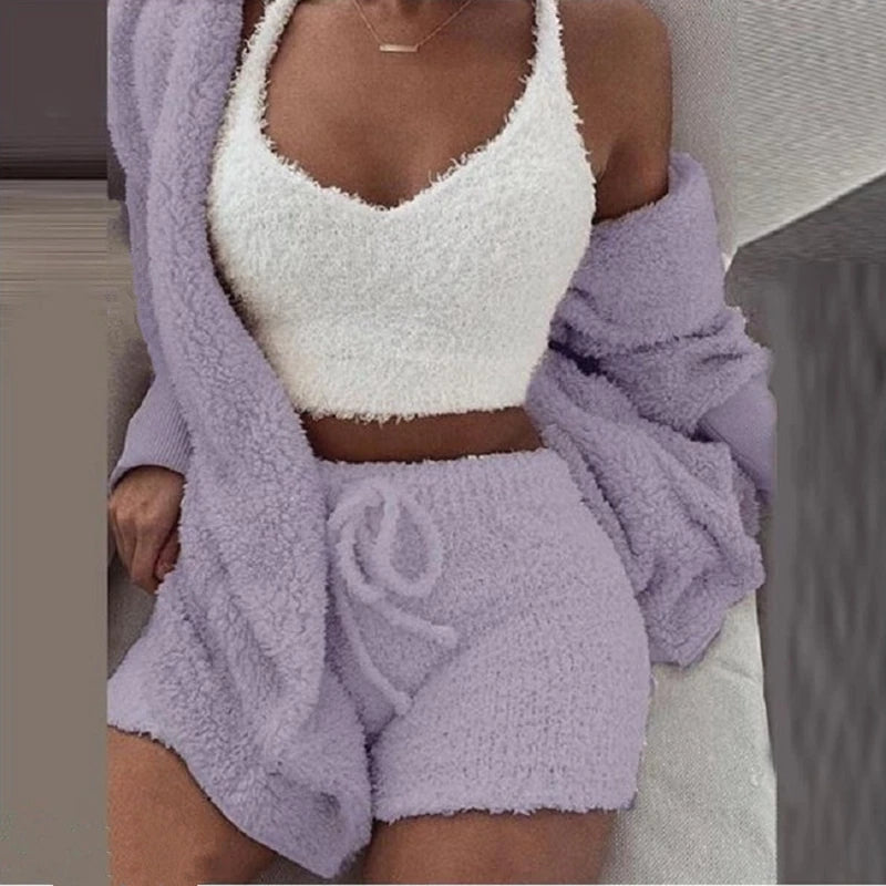 Fluffy Pajamas Set for Women