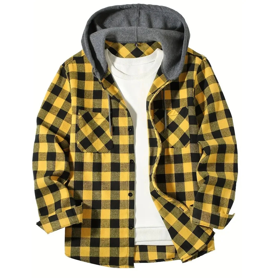 Men's Classic Plaid Hooded Jacket