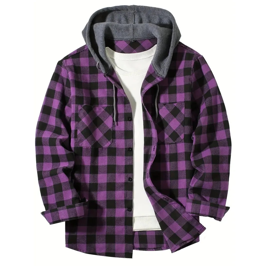 Men's Classic Plaid Hooded Jacket