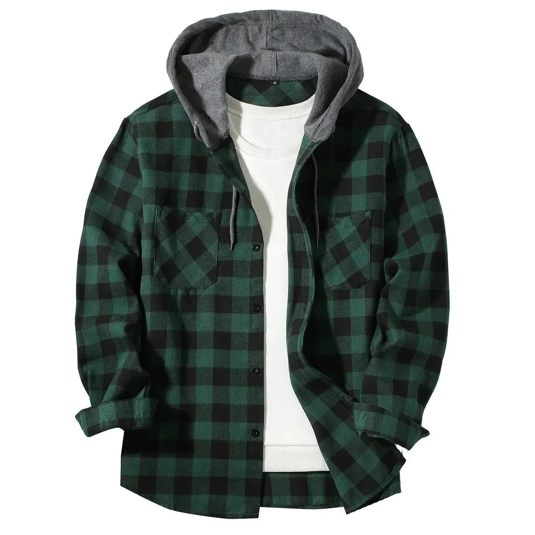 Men's Classic Plaid Hooded Jacket