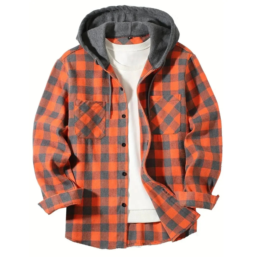 Men's Classic Plaid Hooded Jacket